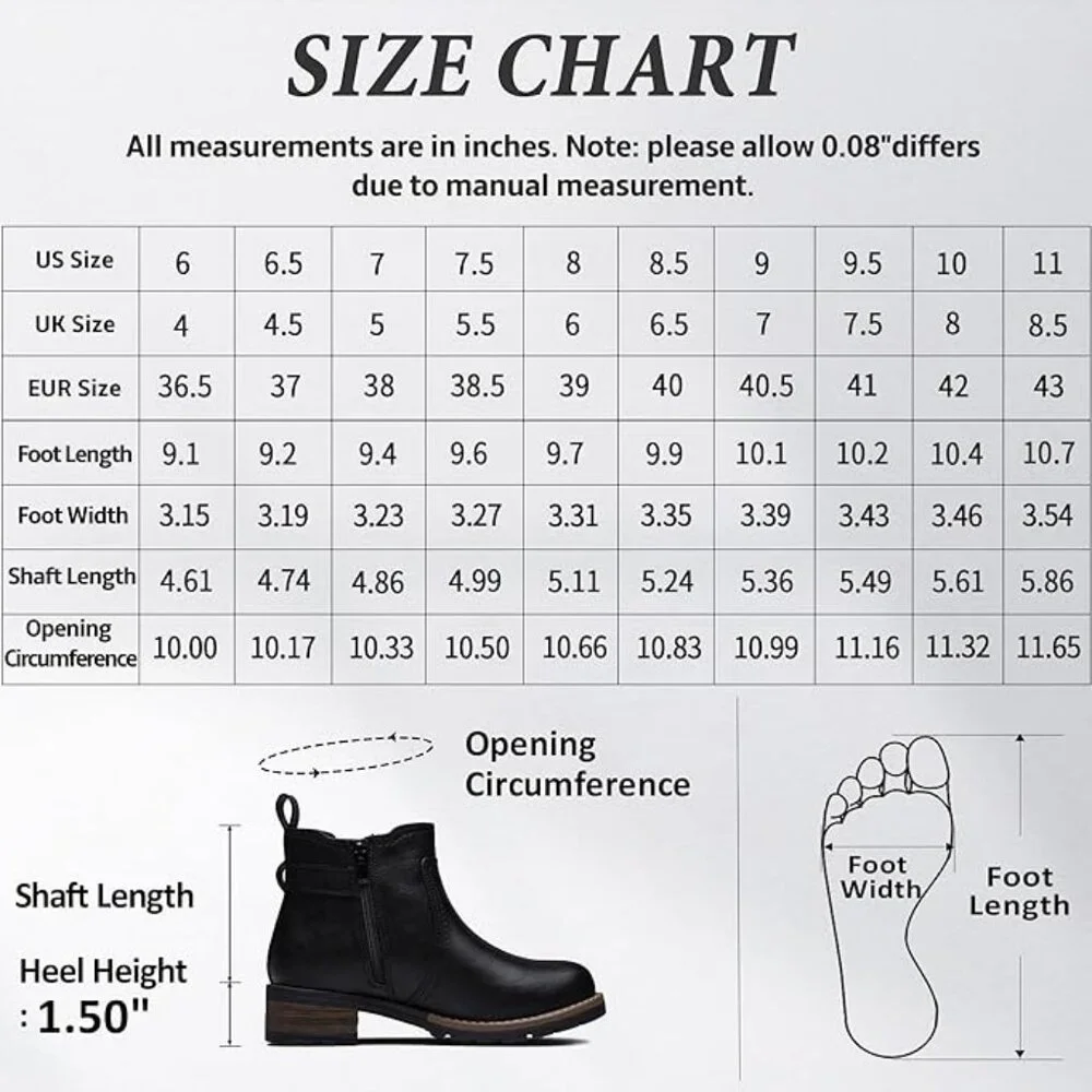 Black Ankle Boots 8.5 - 9 Booties Shoes Moto Short Chelsea Low Heel Faux Leather - Picture 6 of 7